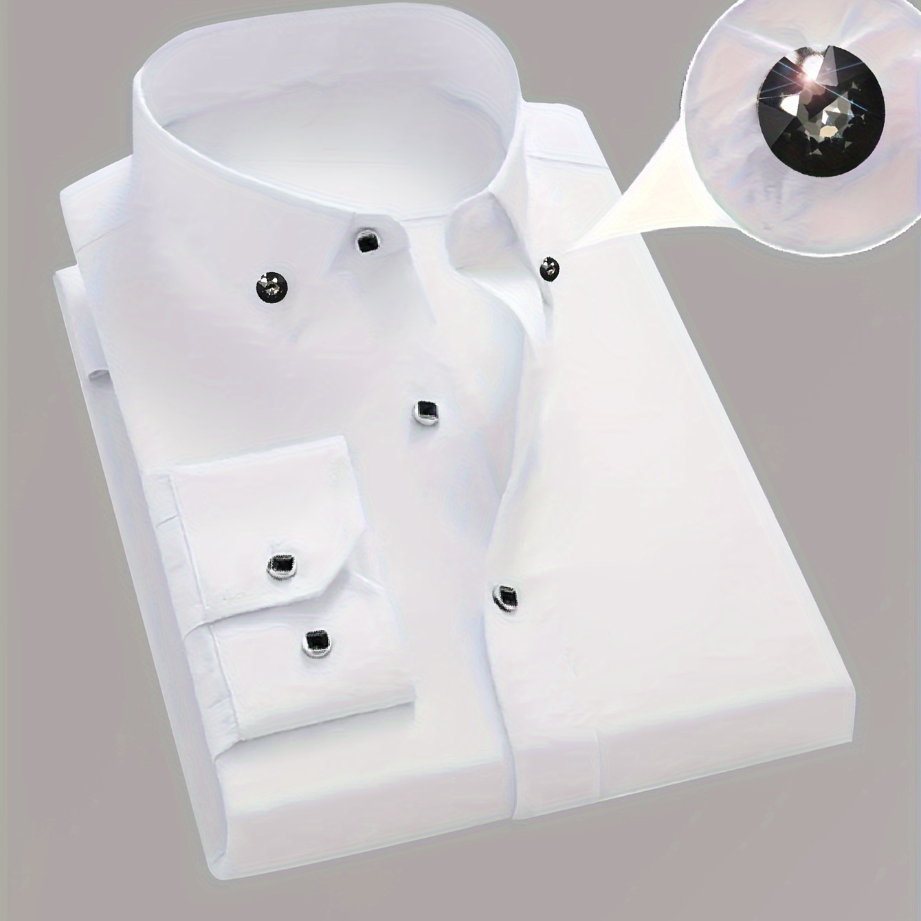 

Men' Dress Shirt, Slim Fit, Button-down, Turn-down Collar, Solid Color, Wear