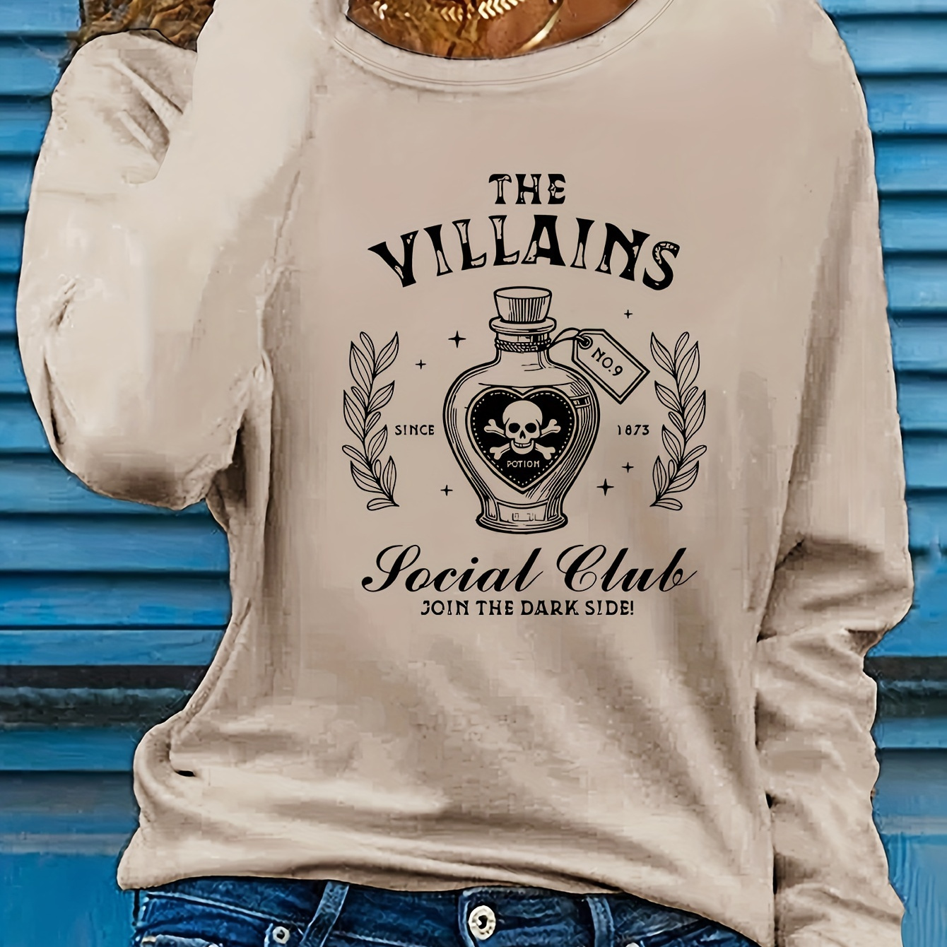 

T-shirt, Long Sleeve Crew Neck Casual Top For Spring & Fall, Women's Clothing
