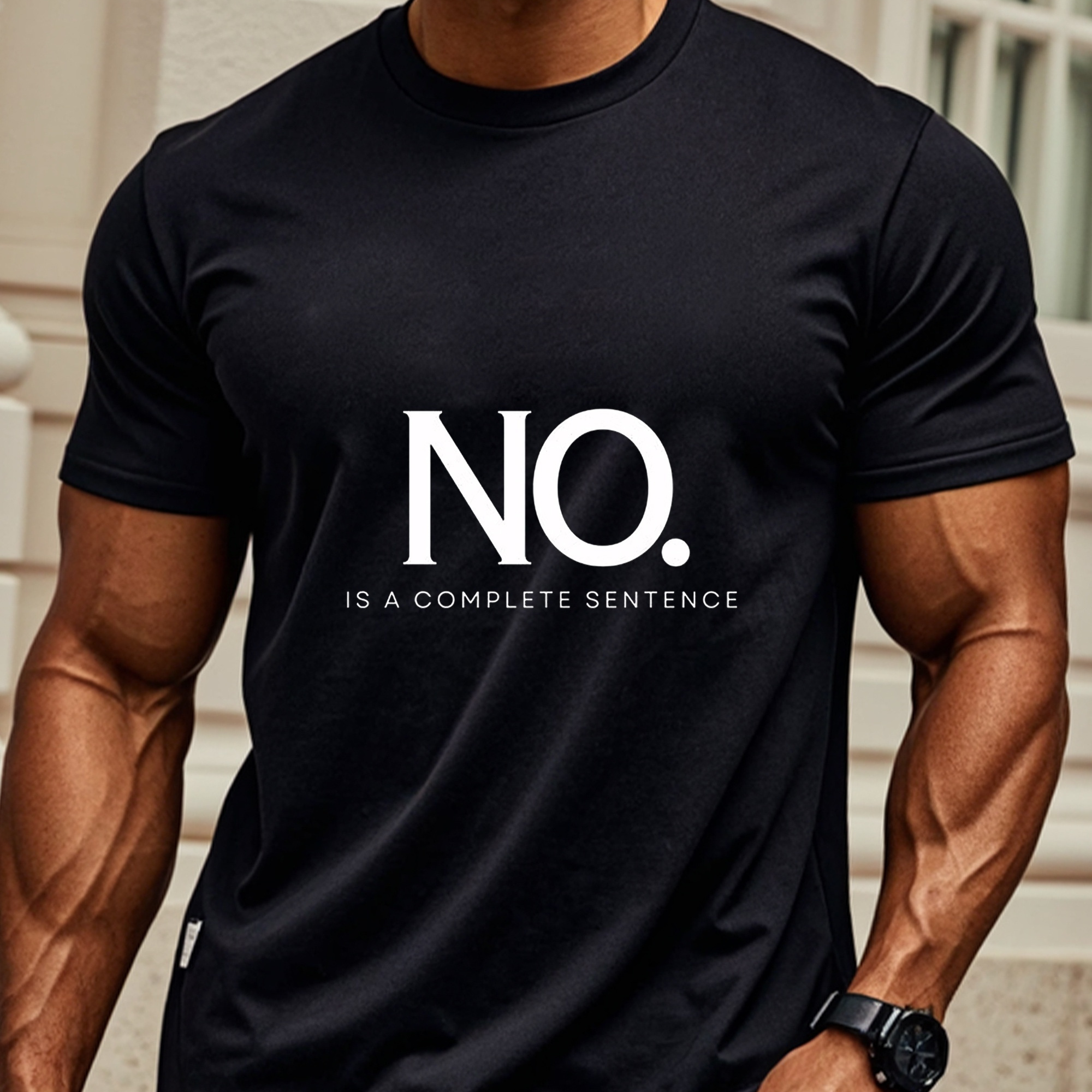 

No Is A Complete Sentence Black Graphic Tee T Shirts For Men Crew Neck Casual Soft 100% Cotton Funny With Sayings Mens Breathable Moisture-wicking Quick-dry Running Weekend Casual 4 Seasons