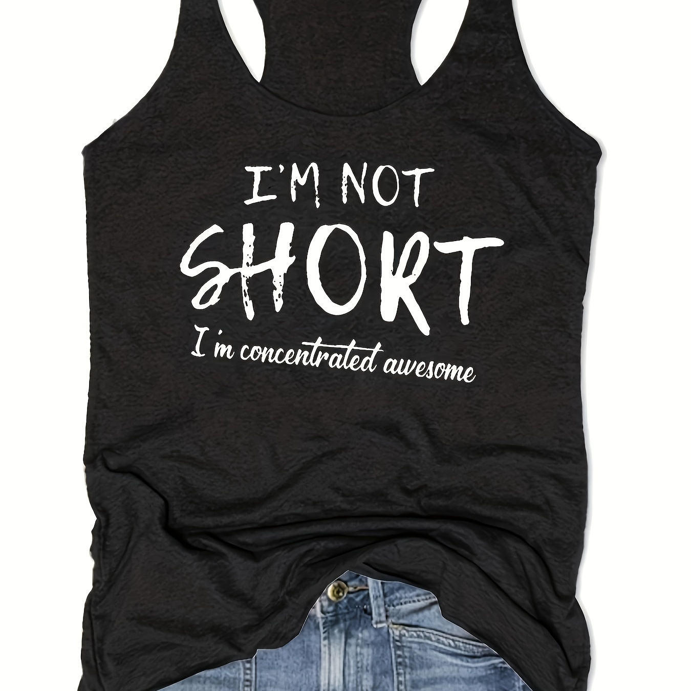 

Letter Print Crew Neck Tank Top, Casual Sleeveless Tank Top For Spring & Summer, Women's Clothing