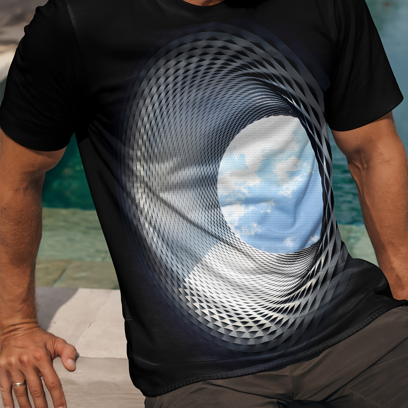 

Men's 3d T-shirt - Breathable & Stretchy Polyester , Crew Neck, Short Sleeve - Sporty & Casual With Design