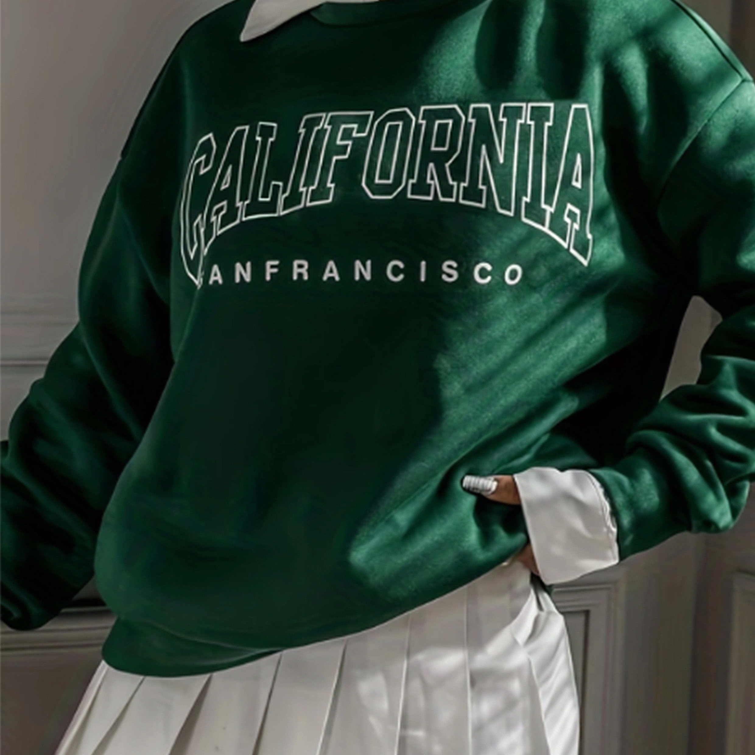 

California Letter Print Sweatshirt, Casual Long Sleeve Crew Neck Sweatshirt, Women's Clothing