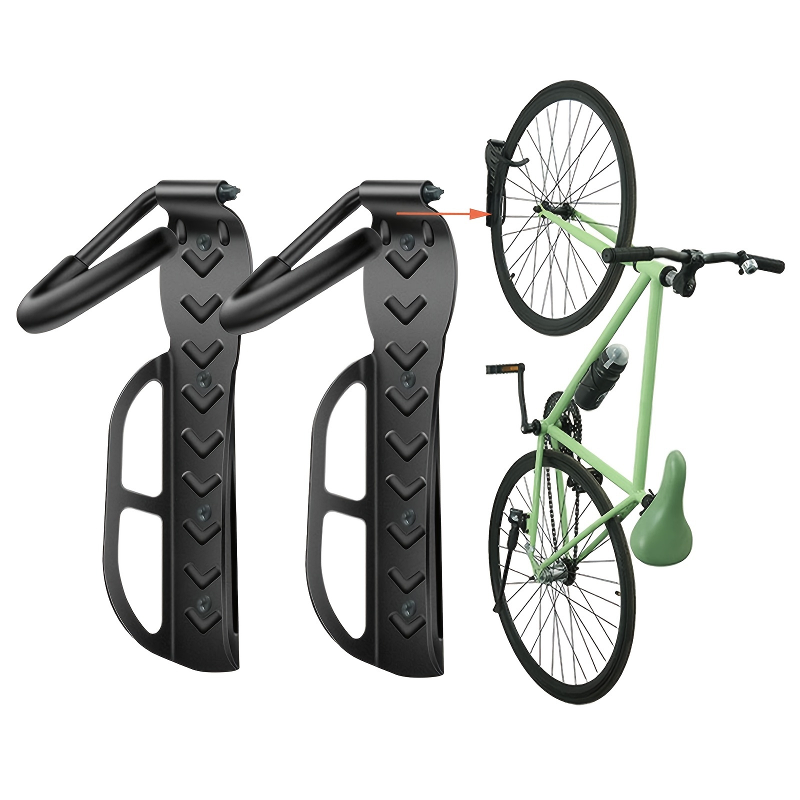 

65-lb Capacity Wall Mount Bike Rack: The Perfect Garage Storage System For Your Bikes - Easy To Hang & Detach!