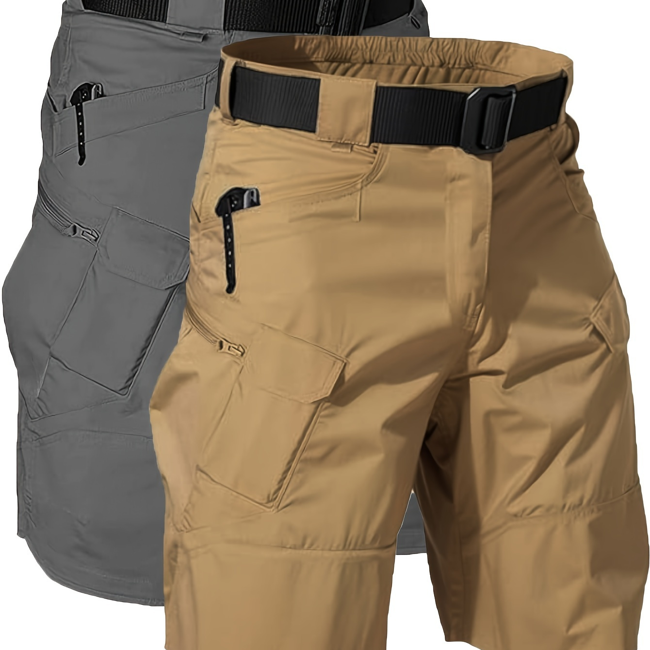 

Multi-pocket Tactical Cargo Shorts For Men - Lightweight, Quick-dry, Breathable, Water-resistant, Outdoor Hiking, Fishing, Combat, Casual Work Shorts With Adjustable Waistband And Zipper Closures