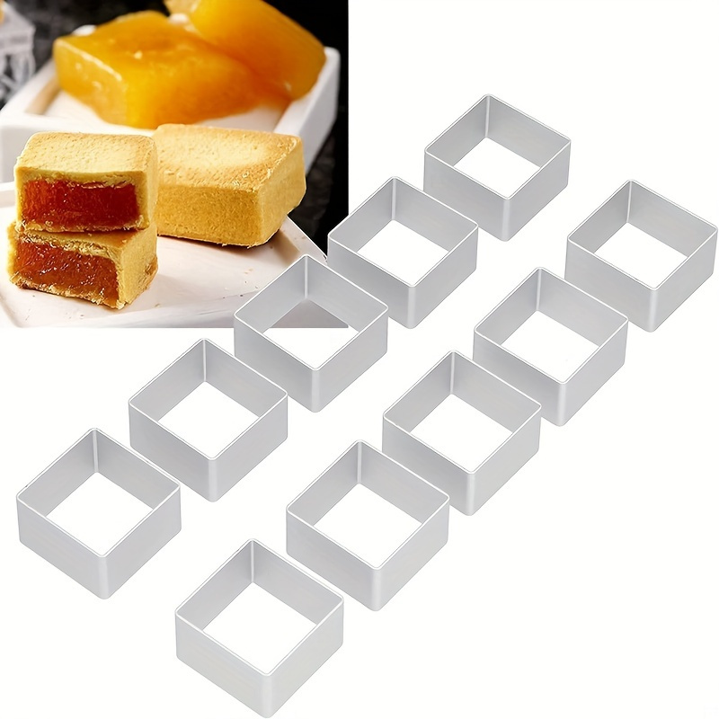 

10pcs Pineapple Cake Mold 10 Pack Spot Household Aluminum Alloy Anode Square Biscuit Mold, Baking Mold Cookie Biscuit Baking Cake Rectangle Aluminum Diy Mold Cutter