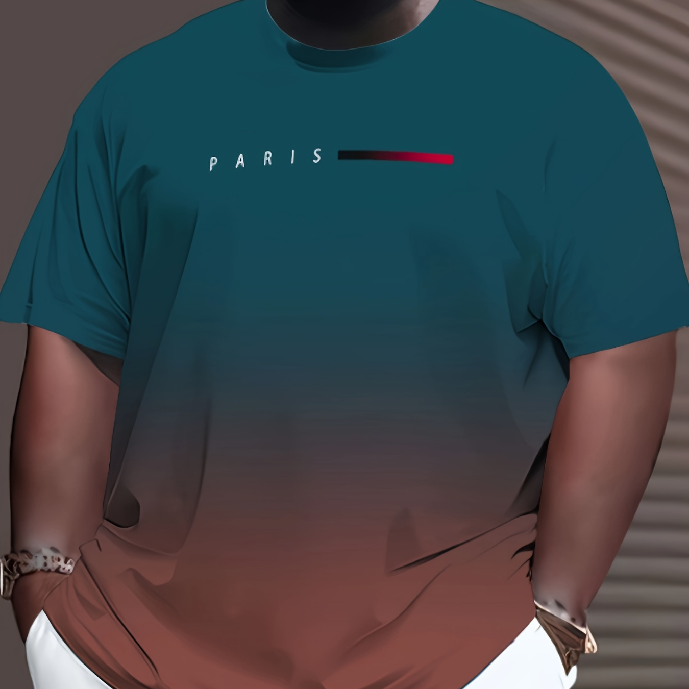 

Men's Plus Size Gradient Print T-shirt - Casual & Comfortable, Summer, Plus Size