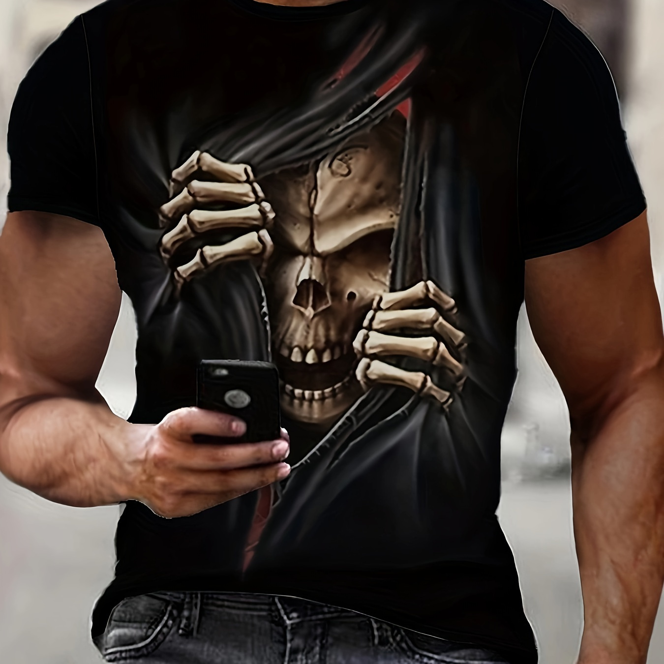 

3d Skull T- - , Summer , Polyester ,