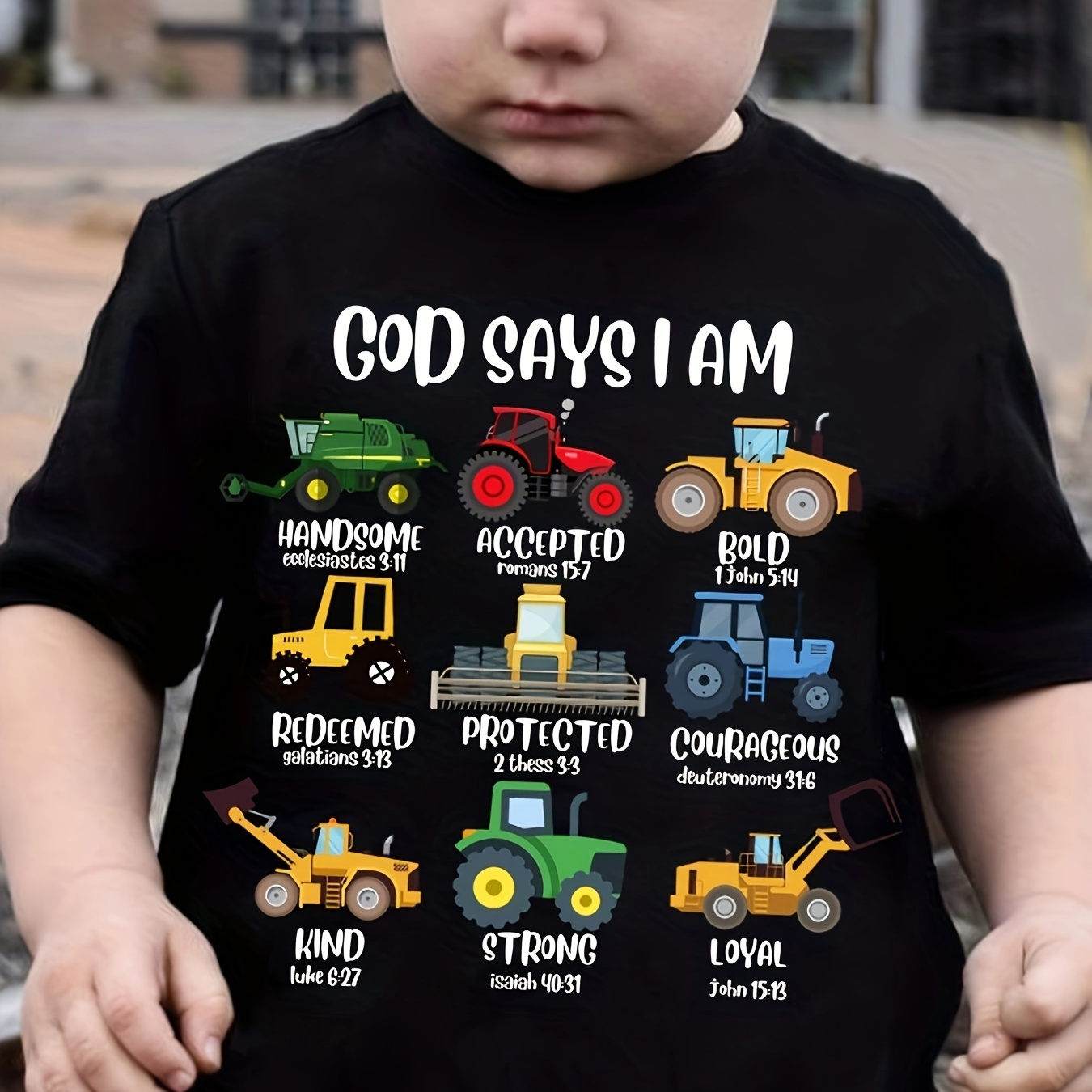 Boy's God Says I Am Print T-shirt Kids Round Neck Tees Tops Casual Soft Comfortable Breathable Summer Clothes