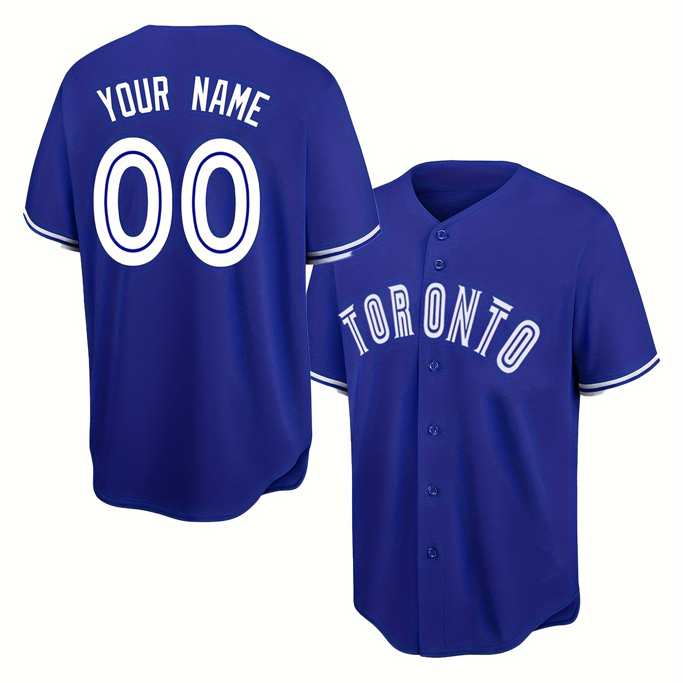 

Customized Name And Number Design, Men's Toronto Embroidery Design Short Sleeve Loose Breathable V-neck Baseball Jersey, Sports Shirt For Team Training