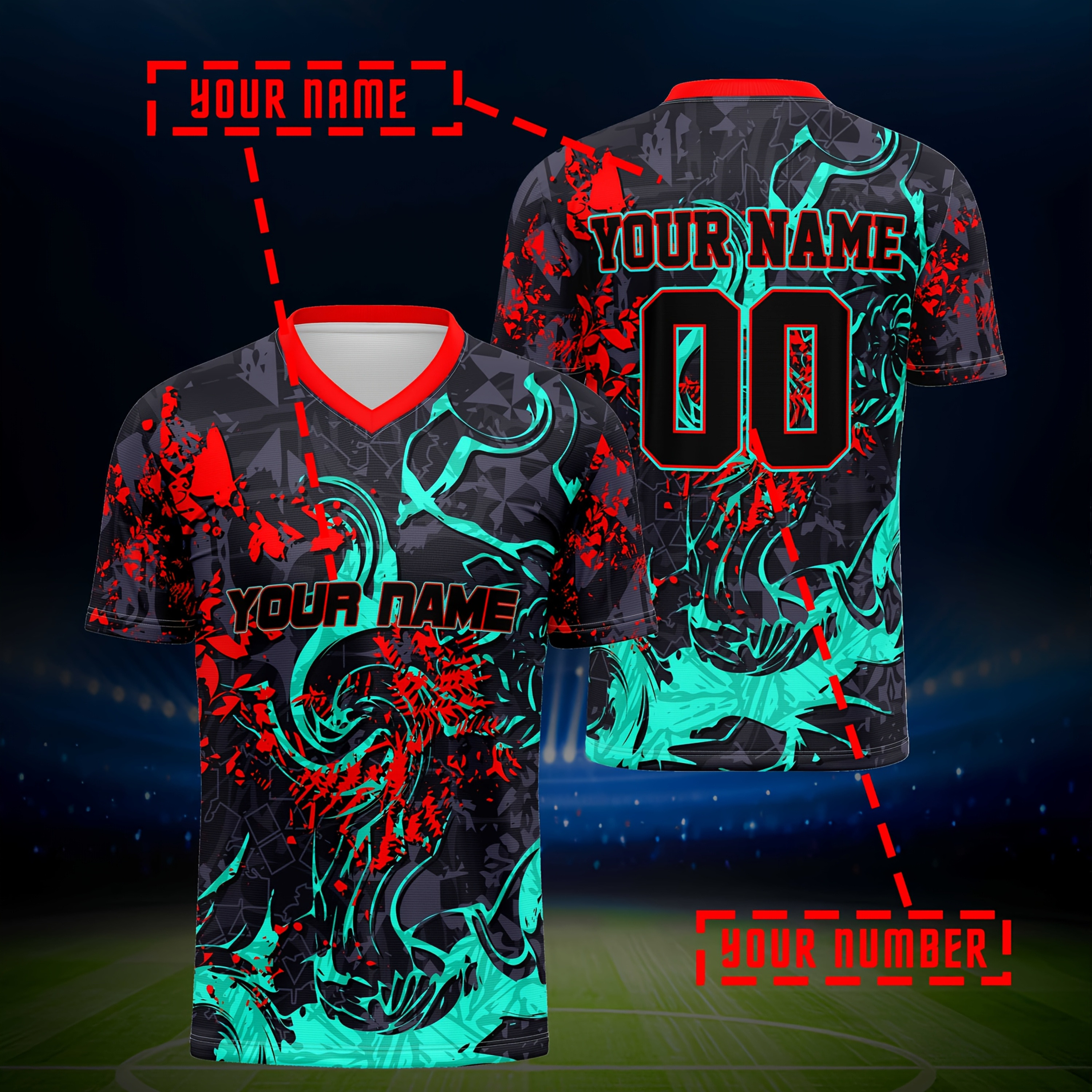 

Customizable Soccer Jersey With V-neck, 100% Polyester Breathable Sports Shirt, All-, Regular Fit, With Name And Number, For Casual, Training, Hiking, - Spring/summer/fall,, Outdoor ,