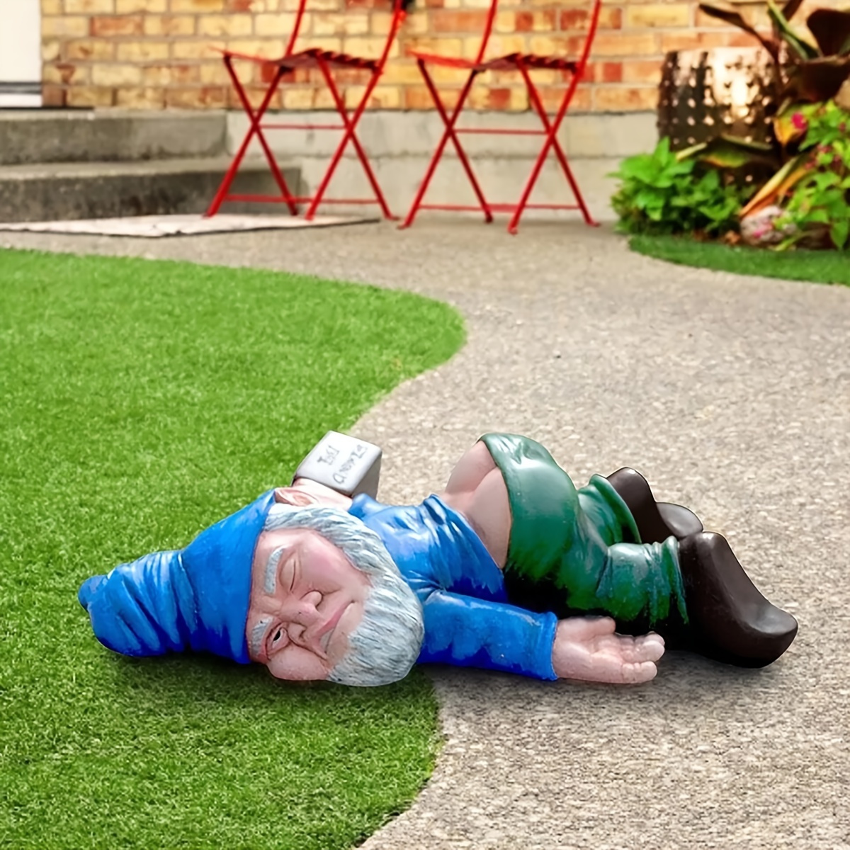 1pc Funny Drunk Garden Gnome Outdoor Statue Naughty Knome Figurine Lawn Ornament Dwarf Sculpture