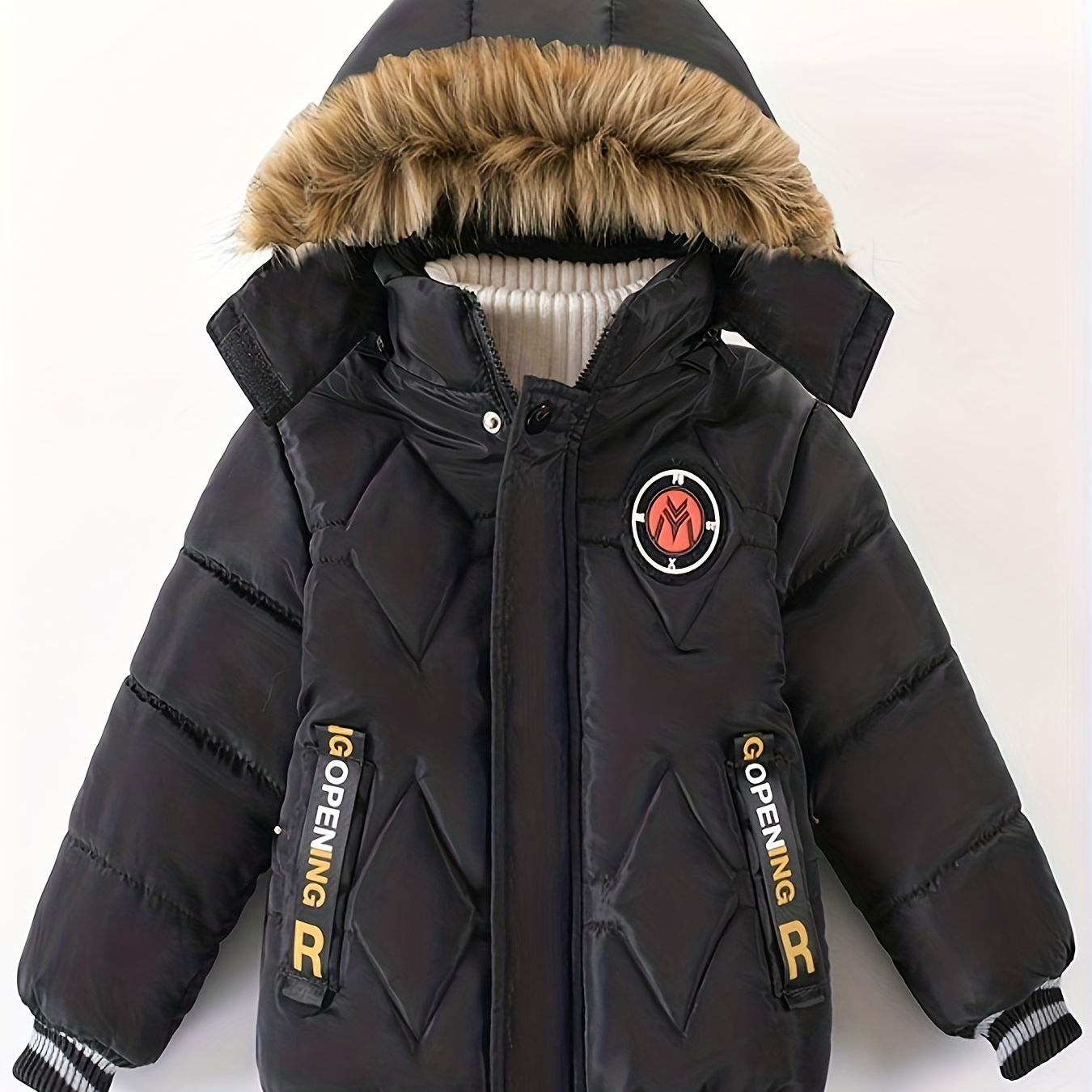 

Manteau d'hiver à capuche en fourrure pour garçon, veste thermique, vêtements pour enfants tendance pour l'extérieur, vêtements pour enfants pour le printemps, l'automne et l'hiver