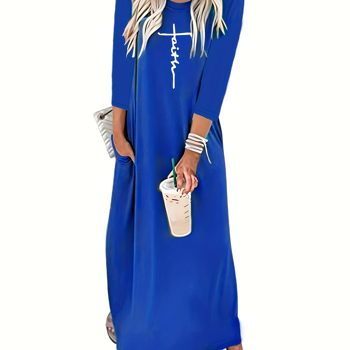 V Neck Long Sleeve Dress, Casual Every Day Dress For Summer & Spring