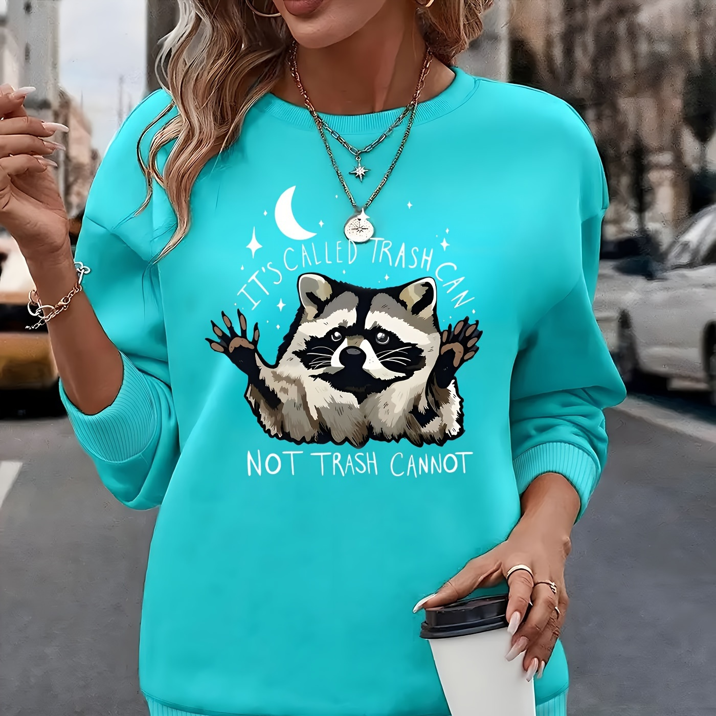

Print Pullover Sweatshirt, Casual Long Sleeve Crew Neck Sweatshirt For Fall & Winter, Women's Clothing