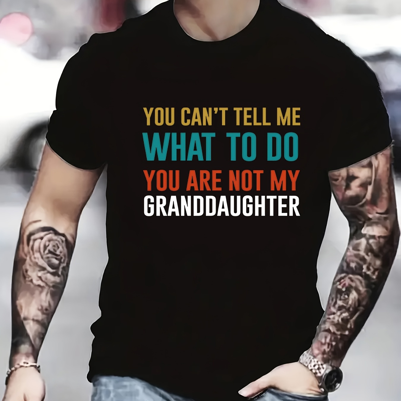 

you Are Not My Granddaughter" Pattern Print Men's Comfy T-shirt, Graphic Tee Men's Summer Outdoor Clothes, Men's Clothing, Tops For Men, Gift For Men