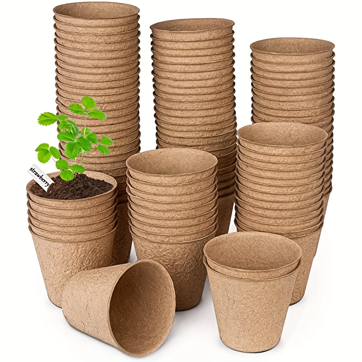 Pots de plantes 100pcs, pots de semis en plastique intérieurs de 4 pouces /  10 cm, pots de pépinière souples, pots de démarrage bicolores, pots de  semis de graines de fleurs