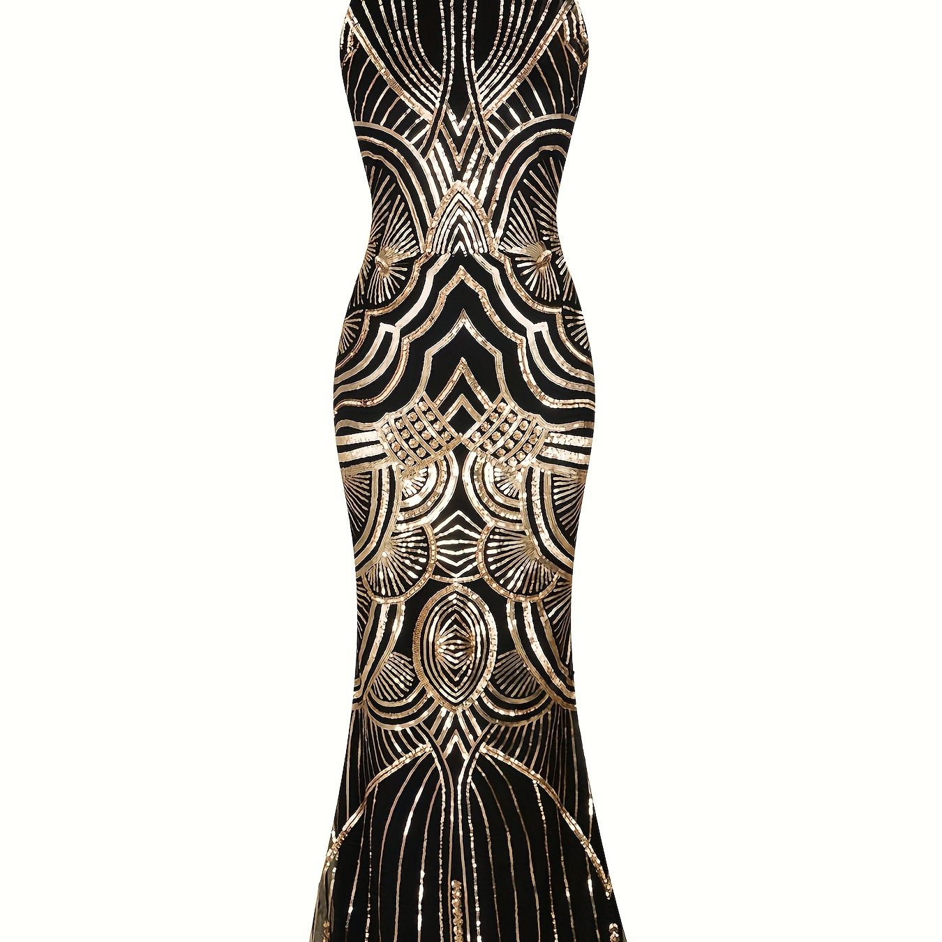 

1920s Sequined Bodycon Maxi Dress, Vintage Backless Sleeveless Dress For Party & Banquet, Women's Clothing