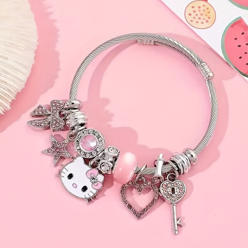 

Licensed Sanrio Hello Kitty Bracelets, Creative Cartoon Bangles For Girls, Sweet Gifts For Girls
