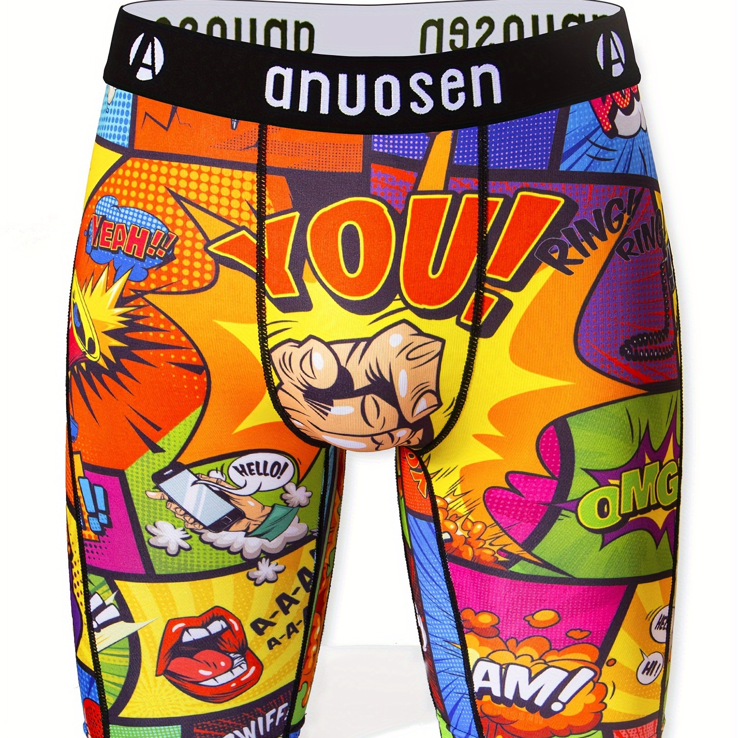 

Men's Cartoon Pattern Graphic Long Boxer Briefs Shorts, Breathable Comfy Quick Drying Stretchy Boxer Trunks, Sports Trunks, Swim Trunks For Beach Pool, Men's Novelty Underwear Men's Athletic Underwear