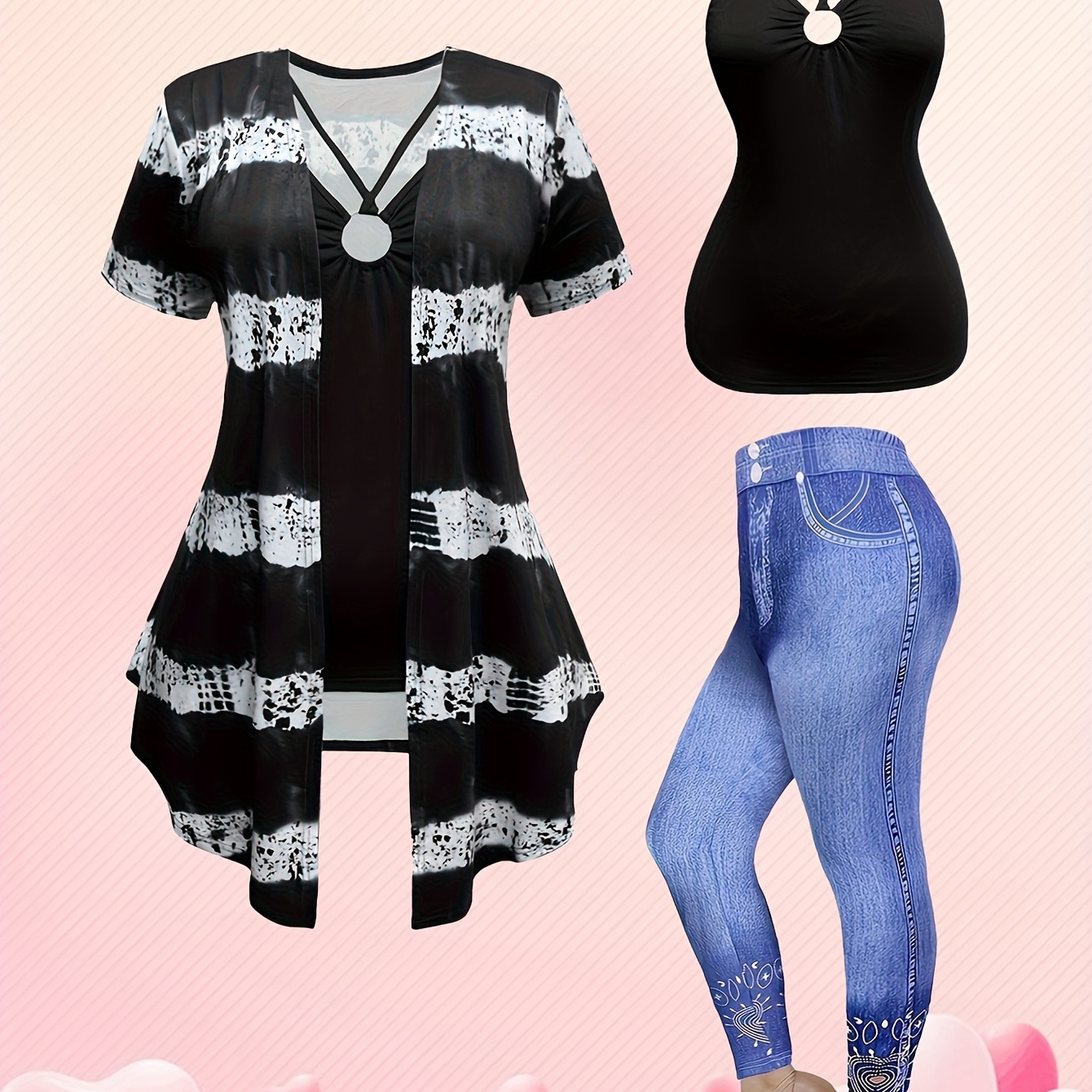 

Large Size Women' Print Piece Set