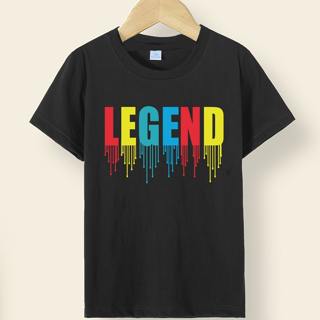 

Stylish Legend Letter Print Boys Creative T-shirt, Casual Lightweight Comfy Short Sleeve Crew Neck Tee Tops, Kids Clothings For Summer