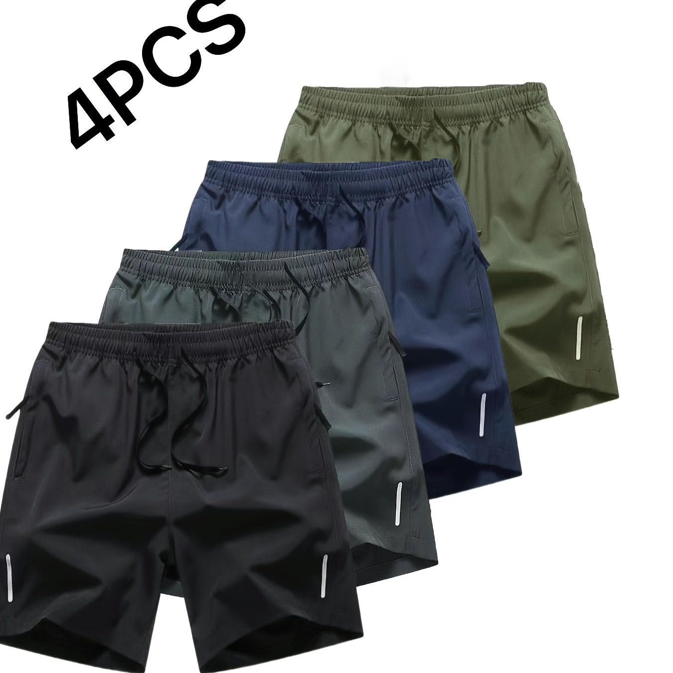 

4 Pack Men's Quick-dry, Micro-elastic, And Breathable Athletic Shorts - Regular Fit, Solid Color, And Pockets - Suitable For Casual And Sporty Activities