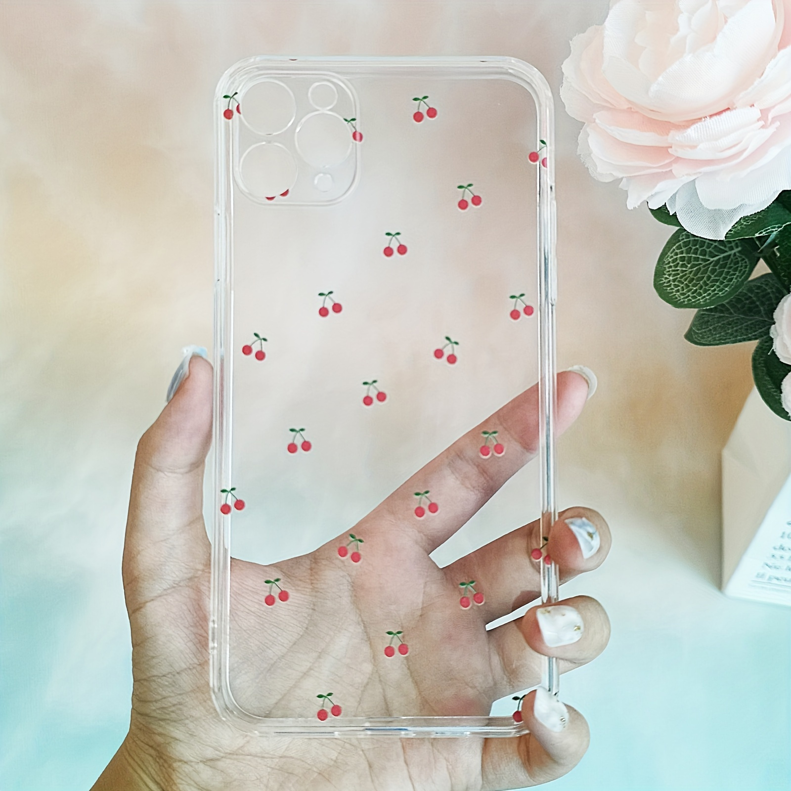 

Cute Cherry Pattern Phone Case - Protective & Anti-fall Tpu Transparent Cover For Iphone - Perfect Gift For Birthdays, Easter, Boys & Girlfriends!