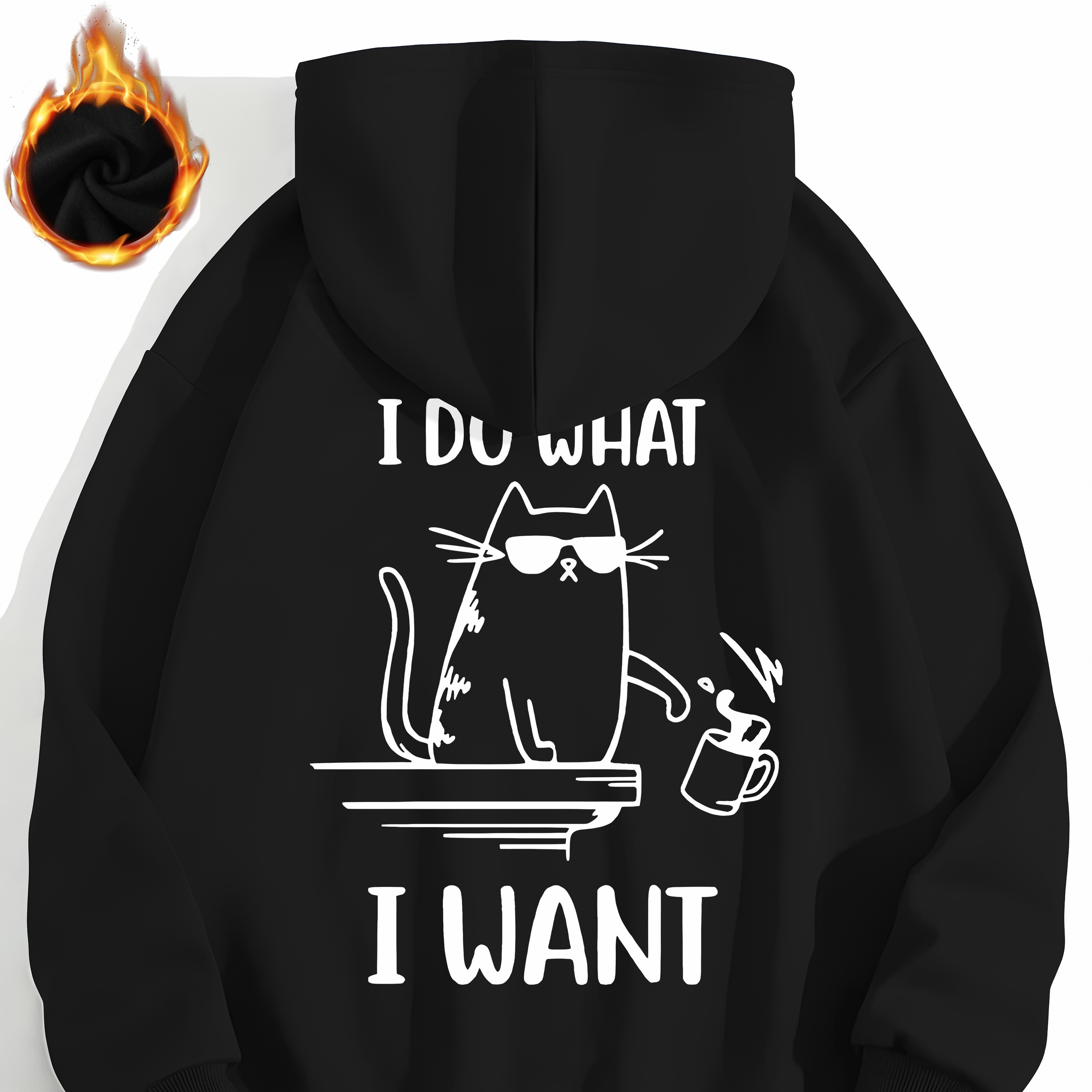 

Dessin de Chat Amusant Hoodie avec Poche , Sweatshirt à Manches Longues Casual avec Cordon de Hood, Tissu Polyester pour Femme, Hoodie à Motif Géométrique pour Toutes les