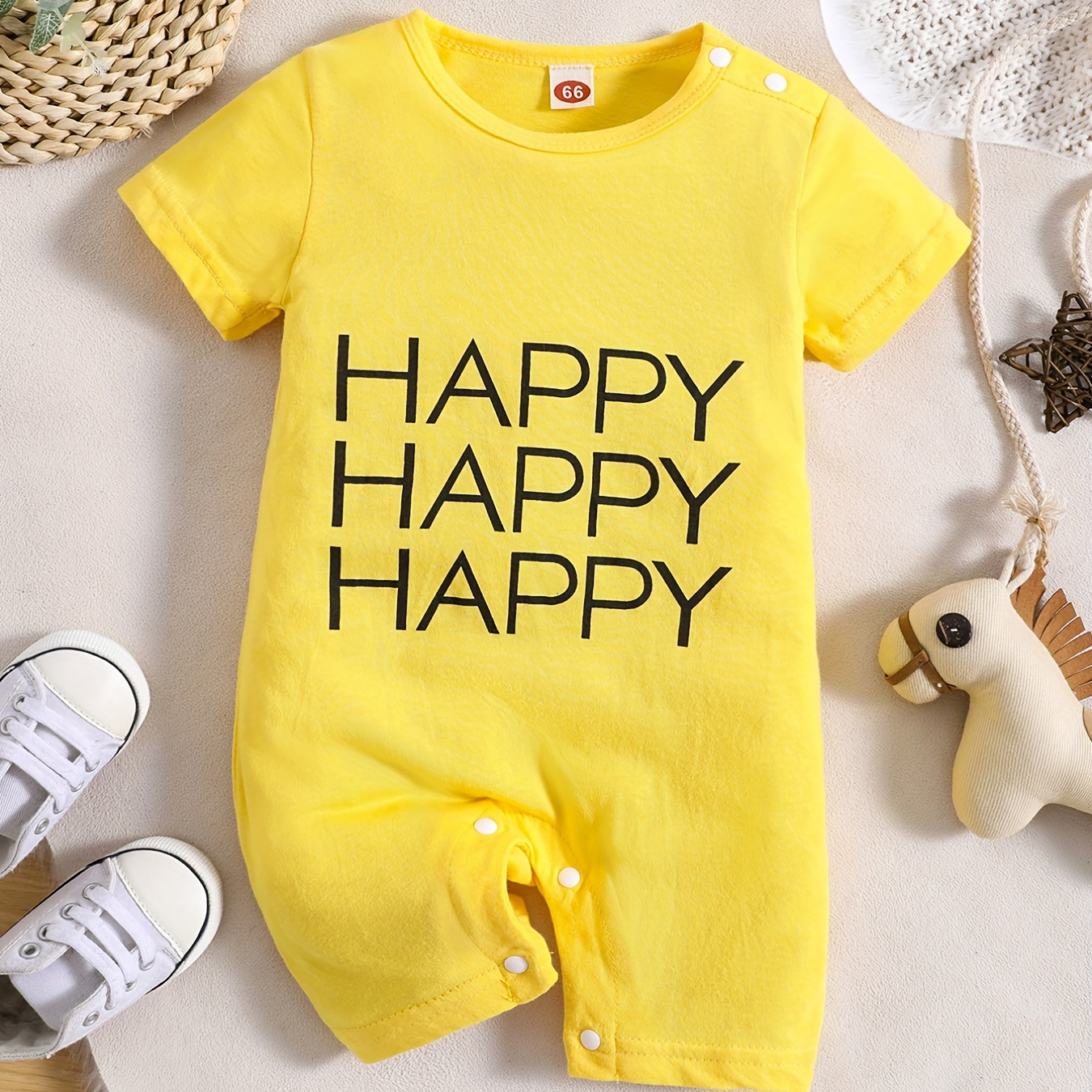 

Make Your Little 1 Smile With This Adorable 'happy' Romper Jumpsuit For Boys And Girls!