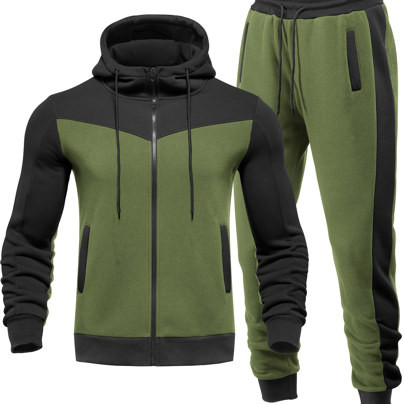 

Men's Hoodie & Sweatpants Set - Casual, Sporty Outfit With Zip-up Jacket And Drawstring Pants For All