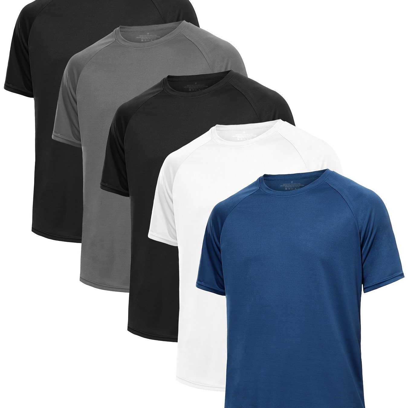 

Five-piece Set Men's Loose Sports Quick Drying Short Sleeve Top, Mesh Breathable Exercise Fitness T-shirt