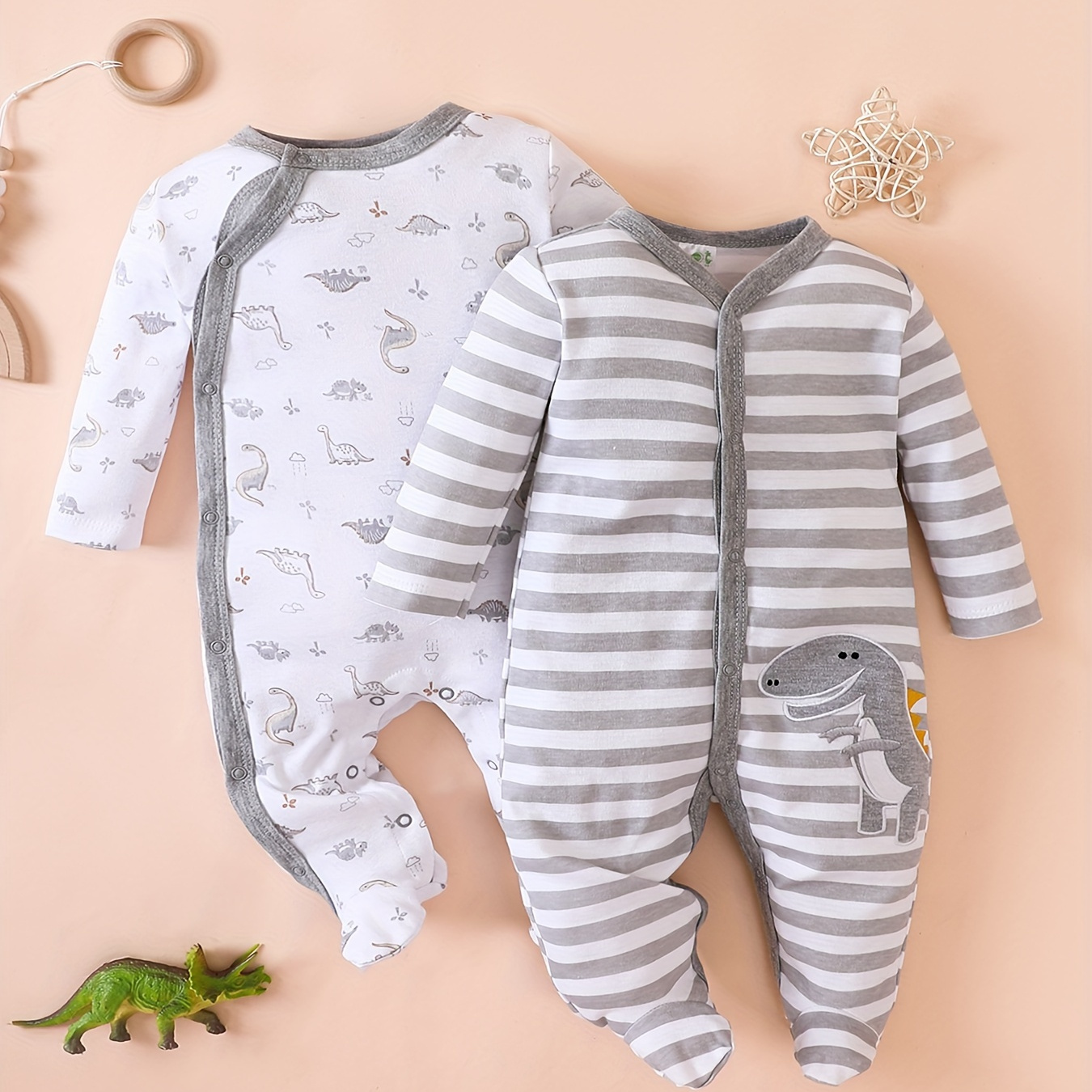

2pcs Baby Cute Graphic Cotton Comfy Bodysuit, Long Sleeve Onesies Pajamas, Kids Clothes Autumn And Winter