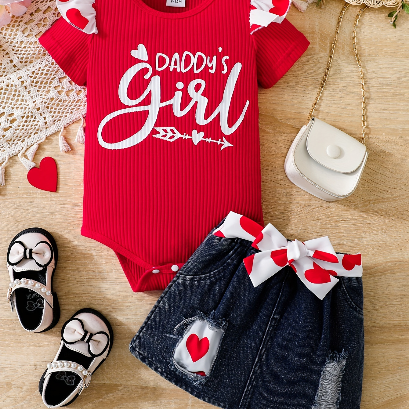 

2pcs 's 's Ribbed Bodysuit + , Toddler & Infant 's Clothing Set For Summer