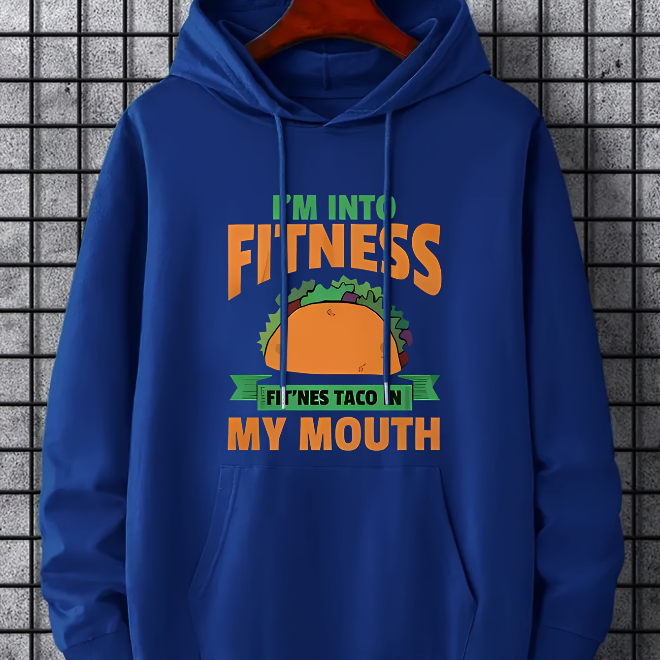 

Men's Casual Cartoon Food Taco Print Hooded Sweatshirt, Long Sleeve Drawstrings Stylish Hoodies For Autumn And Winter