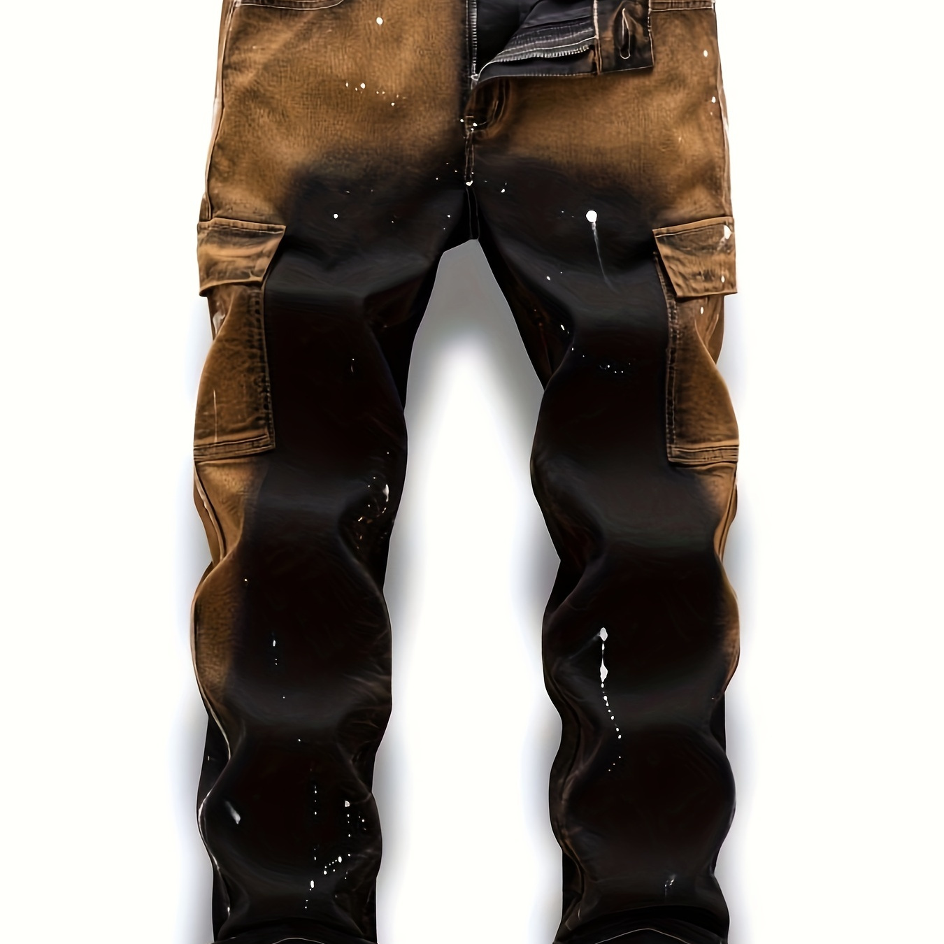 

Men's Casual Tie Dye Skinny Jeans, Chic Street Style Multi Pocket Stretch Denim Pants, Cowboy Costumes