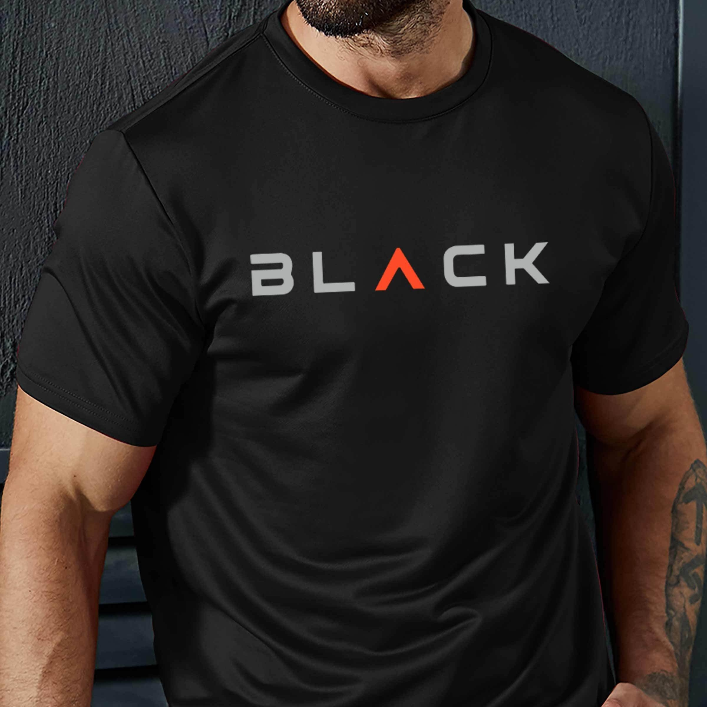 

Men's Casual Black Graphic Tee - Polyester, Crew Neck Short Sleeve T-shirt With Geometric Print, Summer Loose Fit