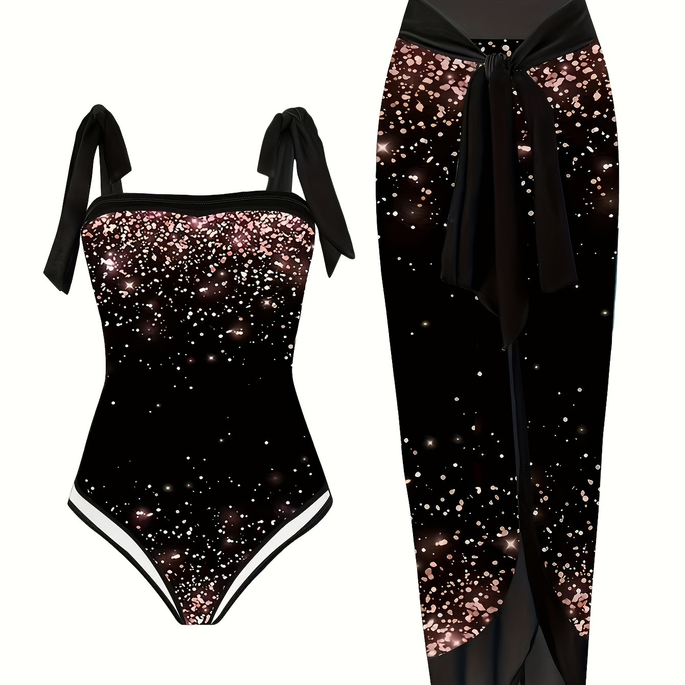 

Women's Plus Size Starry Night -piece Swimsuit With Removable Pads - Stretchy Polyester/elastane , , Machine Washable, Plus Size Swimsuit