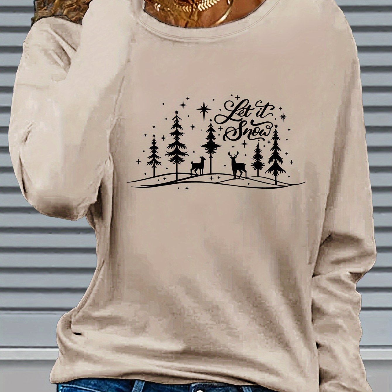 

1pc 's Christmas Long T-, Pullover "" Graphic, Regular / - 71554