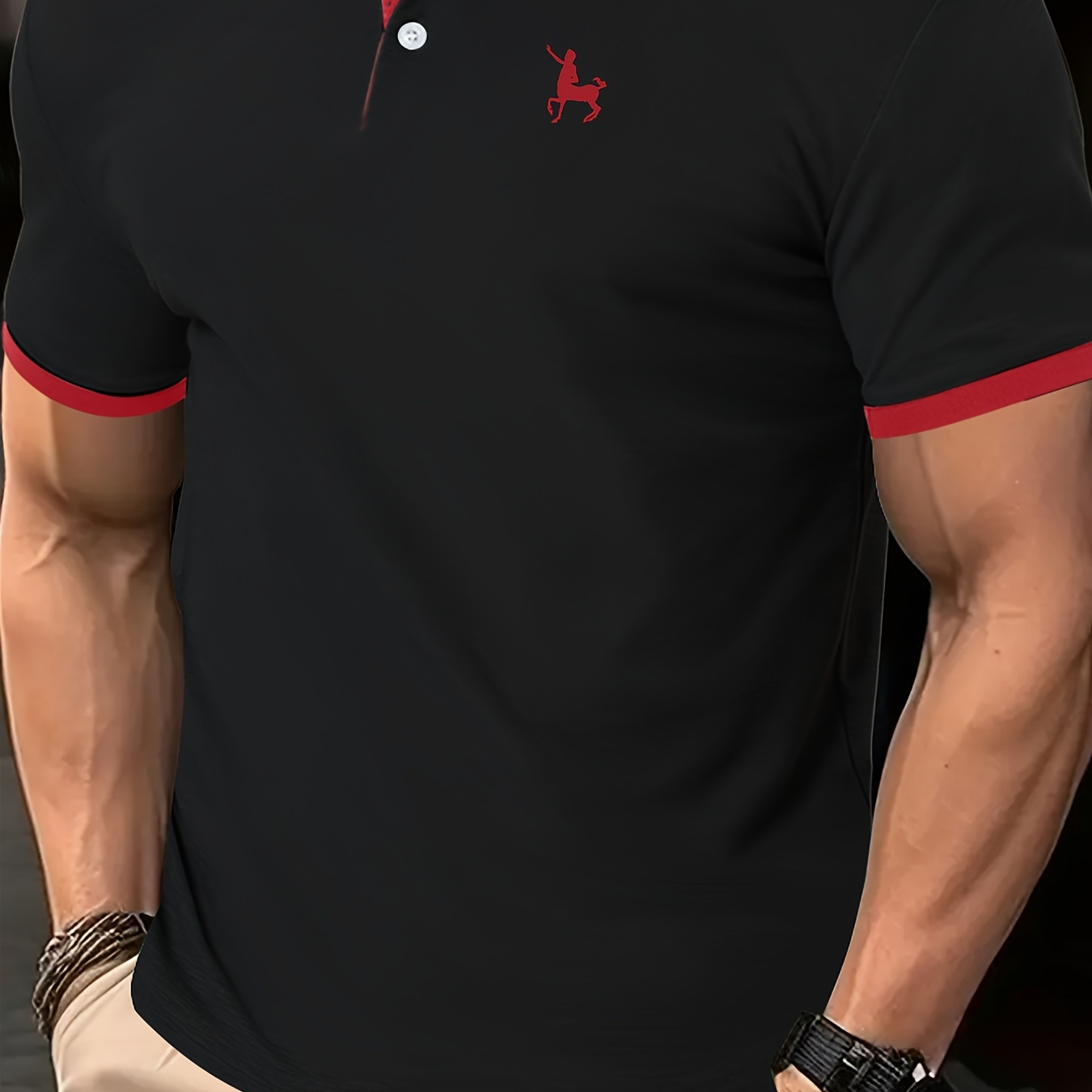 

Horse Print Summer Men's Fashionable Lapel Short Sleeve Golf T-shirt, Suitable For Commercial Entertainment Occasions, Such As Tennis And Golf, Men's Clothing, As Gifts