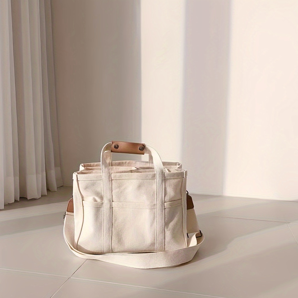 

Minimalist Canvas Tote Bag, Functional Outdoor Bag, Women's Casual Handbag & Shoulder Bag