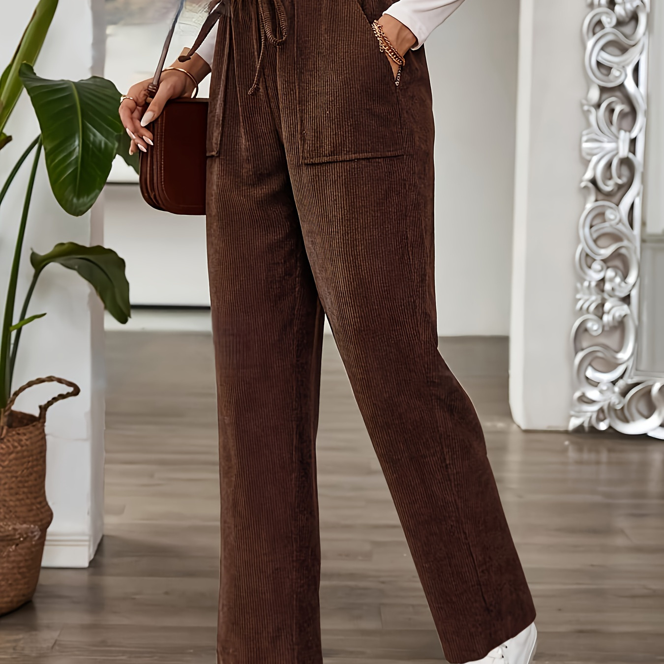 

's Pants Drawstring Waist - Leg Trousers For Fall/ (95% , 5% )