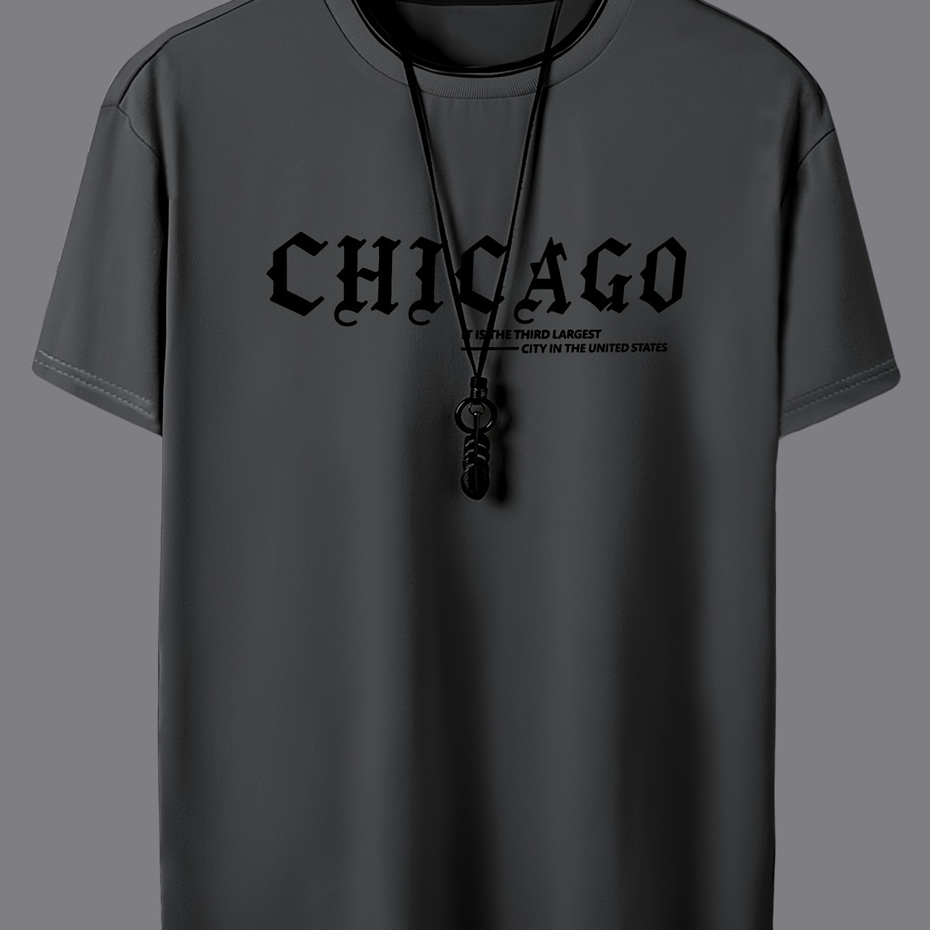 

Chicago Print Men's Casual Sports Short Sleeve Crew Neck T-shirt, Summer Outdoor