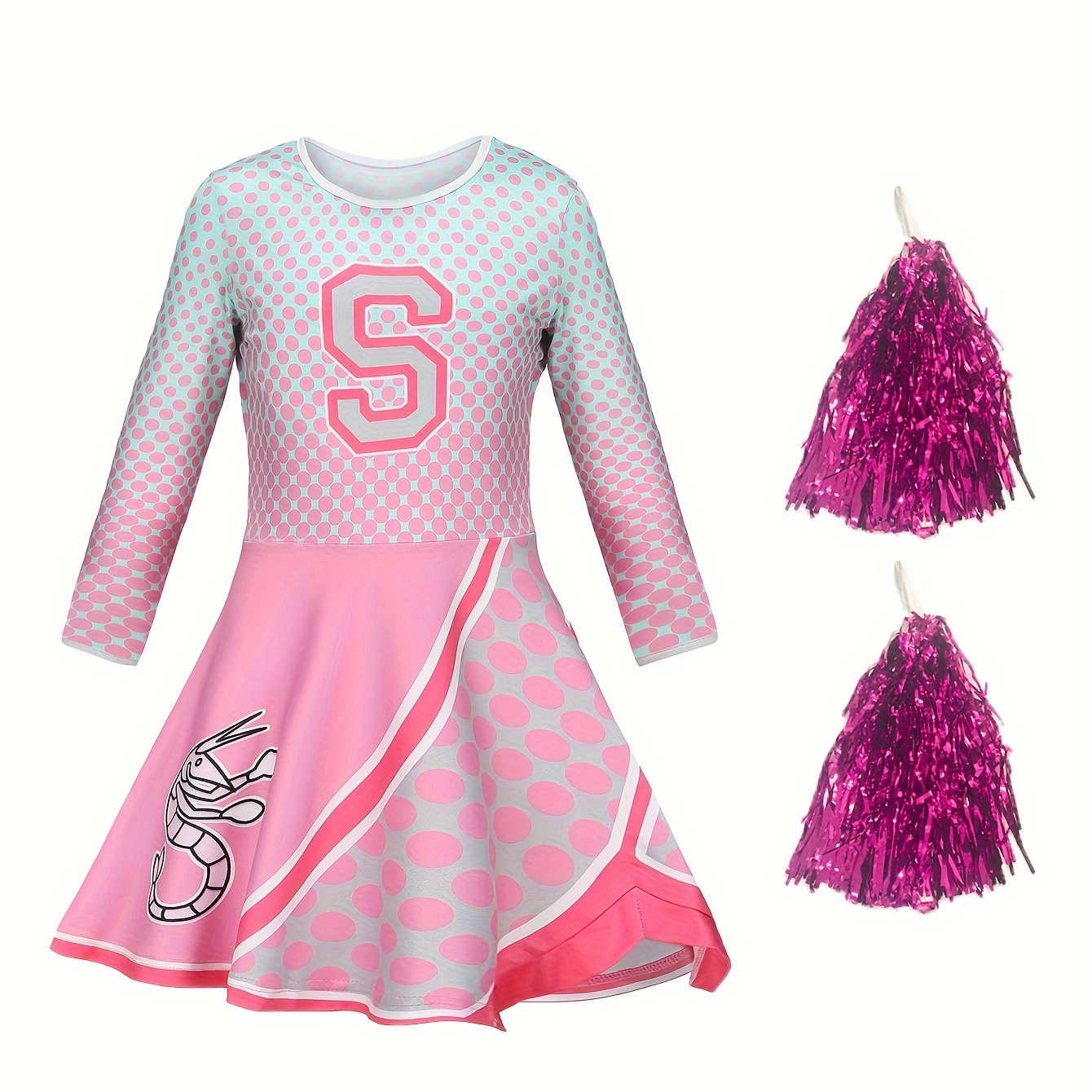 Acquista Vestito da ballo da cheerleader per bambina, senza maniche, con  paillettes lucide, vestito decorato con pantaloncini e palline di fiori,  costume da festa di carnevale di Halloween