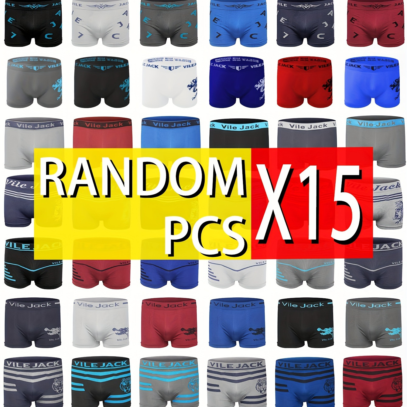 

[15 Pcs Random] Men's Large Elastic, Breathable And Quick-drying Material Seamless Boxer Panties