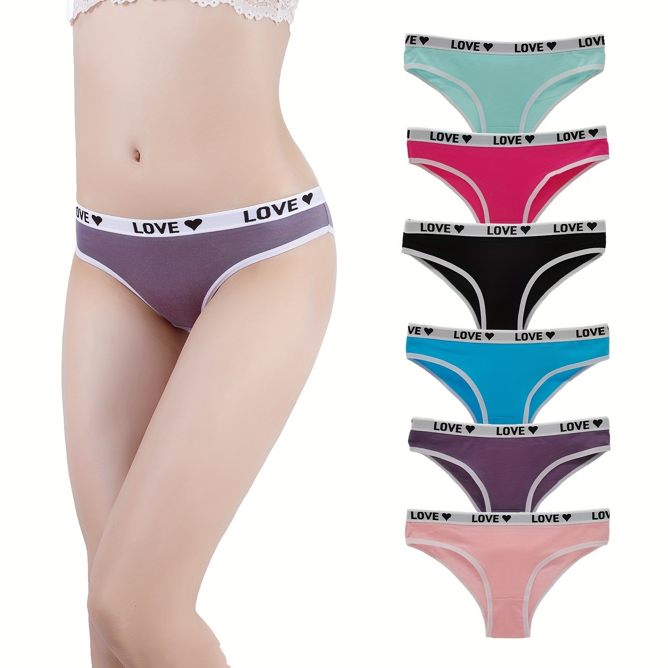 Letter Print Bikini Panties Comfy Breathable Everyday - Temu Germany