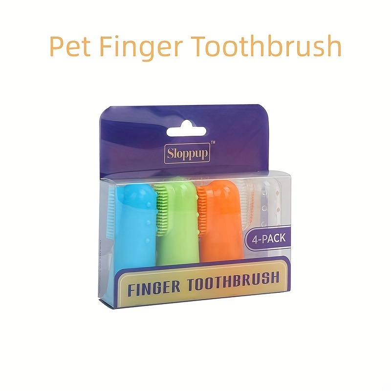 4pcs Pet Toothbrush Set: Keep Your Cat or Dog's Teeth Clean & Healthy with Silicone Finger Cots!