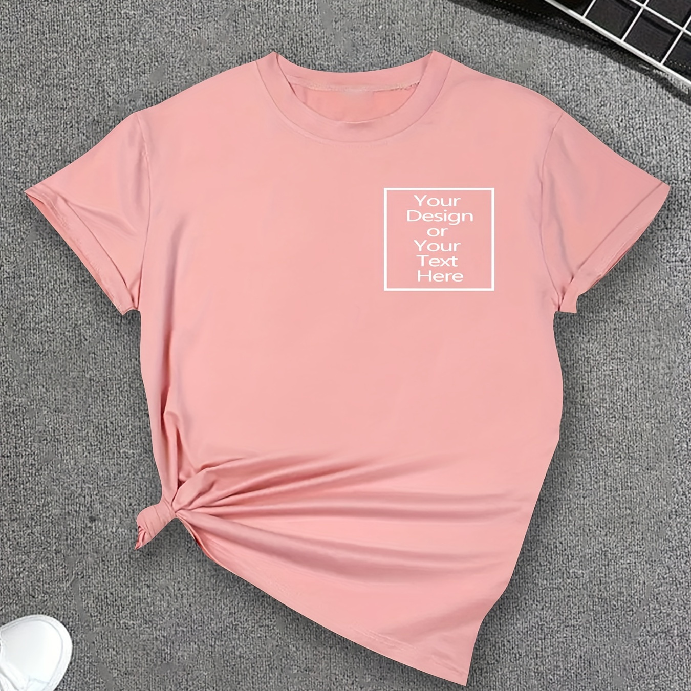 

Women's Casual Graphic Tee - Customizable Short Sleeve, Polyester , Crew Neck, Black