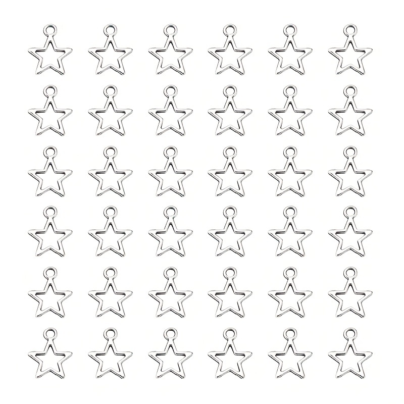 

50pcs Alloy Charms Minimalist Star Shape Antique Silver Plated Pendants (lead & Cadmium & Nickel Free) Hollow Pendants For Diy Necklace Earrings Dangle Jewelry Making