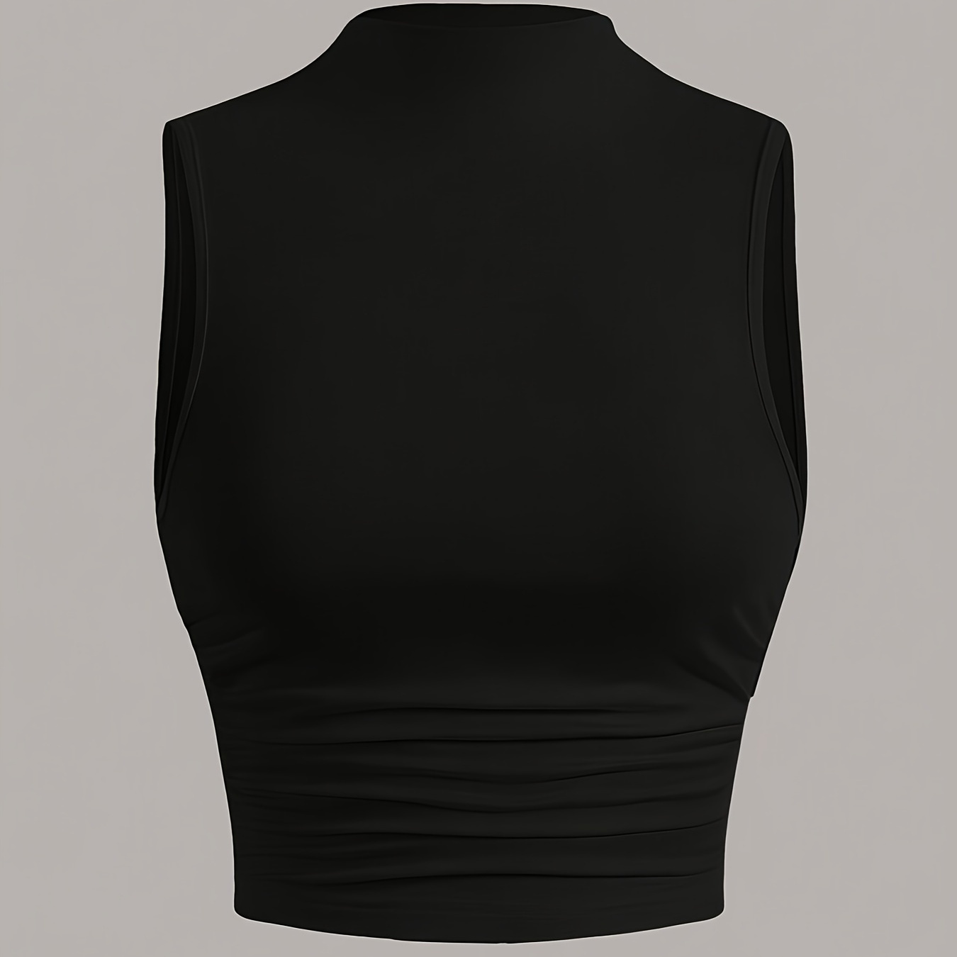 

Solid Color Mock Neck Pullover Sweater, Y2k Sleeveless Knitted Tank Top For Spring & Summer, Women's Clothing