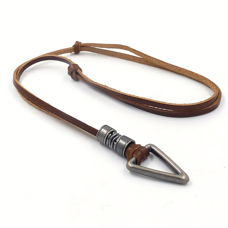 

Men's Retro Triangle Pendant Necklace, Leather Necklaces For Men, Vintage Geometric Necklace